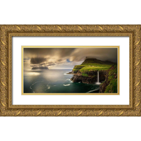 Gasadalur A Mykines Gold Ornate Wood Framed Art Print with Double Matting by Kruczynski, Wojciech