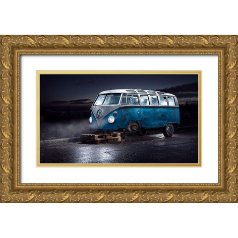 Vw Kleinbus Gold Ornate Wood Framed Art Print with Double Matting by Damsten, Petri