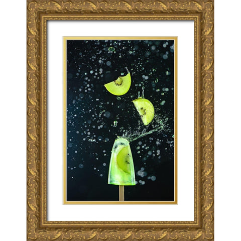 Action Kiwi Popsicle Gold Ornate Wood Framed Art Print with Double Matting by Belenko, Dina