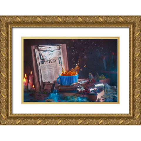 Mystery Tea Gold Ornate Wood Framed Art Print with Double Matting by Belenko, Dina