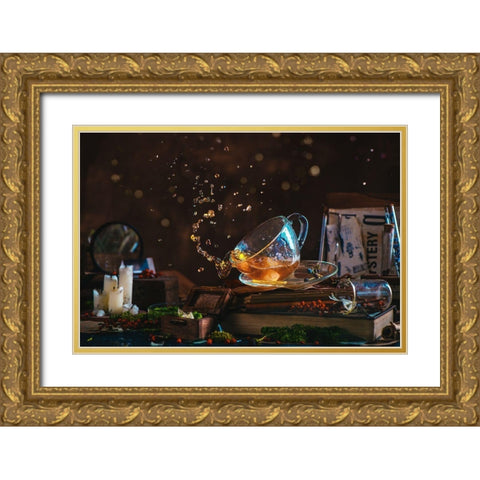 Poltergeist Tea Gold Ornate Wood Framed Art Print with Double Matting by Belenko, Dina