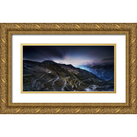 Passo Di Stelvio Gold Ornate Wood Framed Art Print with Double Matting by Kohnke, Sven
