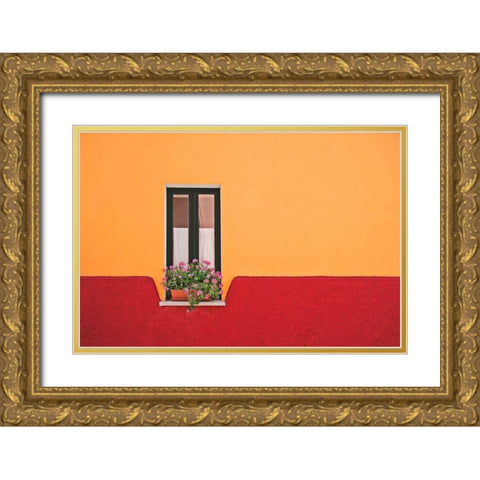 Window Flower Gold Ornate Wood Framed Art Print with Double Matting by Endermann, Rolf