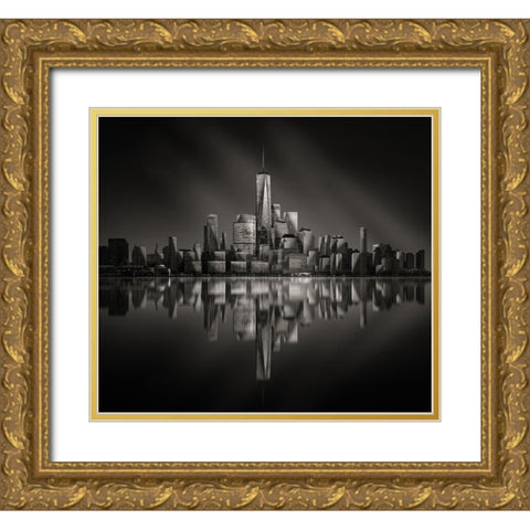 Vertex Gold Ornate Wood Framed Art Print with Double Matting by Chen, Johnny