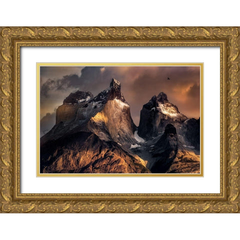 The Horns At Sunrise Gold Ornate Wood Framed Art Print with Double Matting by Chen, Vincent