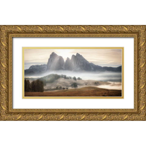 Misty Mountains Gold Ornate Wood Framed Art Print with Double Matting by Huang, Stan