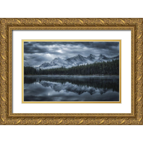 Cold Mountains Gold Ornate Wood Framed Art Print with Double Matting by Zheng, Michael