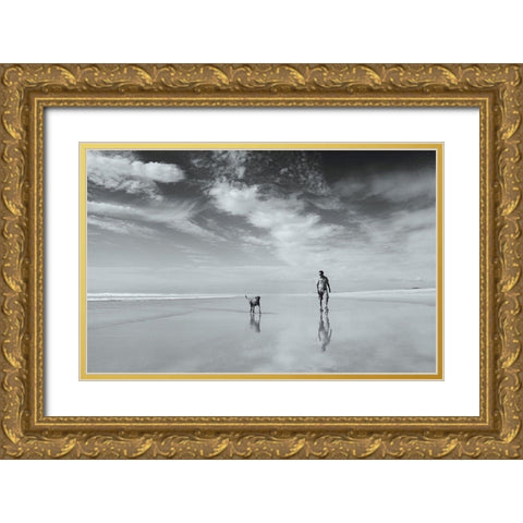 Lifes A Beach Gold Ornate Wood Framed Art Print with Double Matting by Van Eyken, Karen
