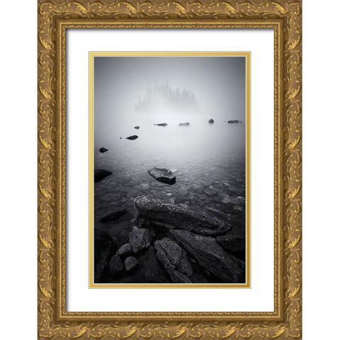 Misty Lake Gold Ornate Wood Framed Art Print with Double Matting by Jacobs, Lydia