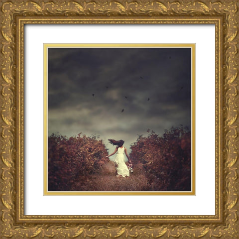 My Escape: A Girls Escape Into Her Dark Dreamworld Gold Ornate Wood Framed Art Print with Double Matting by Sozza, Fabio