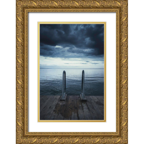 Moody Jetty Gold Ornate Wood Framed Art Print with Double Matting by Lindsten, Christian
