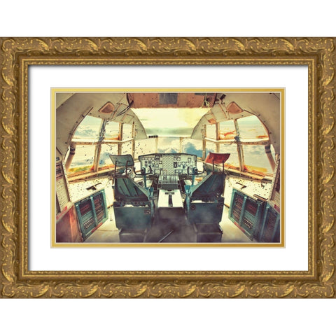 Flying Dead Plane Gold Ornate Wood Framed Art Print with Double Matting by Syafei, Muhammad