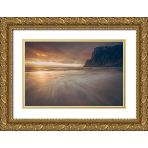 Kvalvika.. Gold Ornate Wood Framed Art Print with Double Matting by Age Hol, Fred