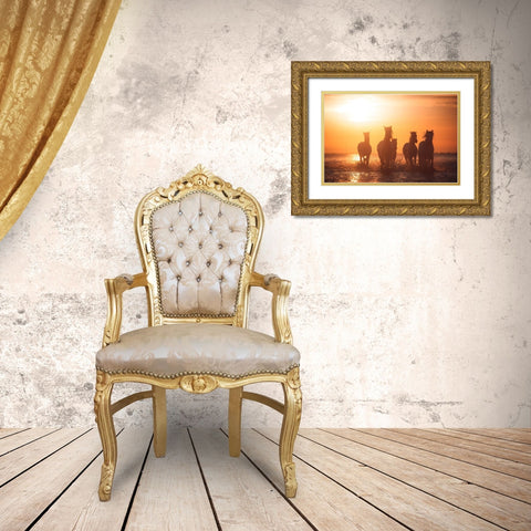 Camargue Angels Gold Ornate Wood Framed Art Print with Double Matting by Anton, Rostovskiy