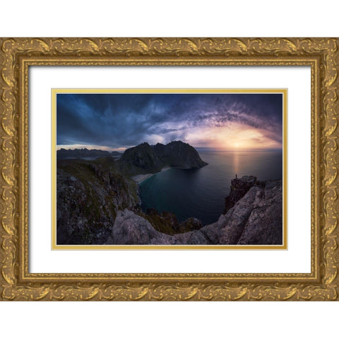 Kvalvika Gold Ornate Wood Framed Art Print with Double Matting by F. Turienzo, Carlos