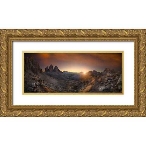 Valley Of History Gold Ornate Wood Framed Art Print with Double Matting by Bruna, Marco