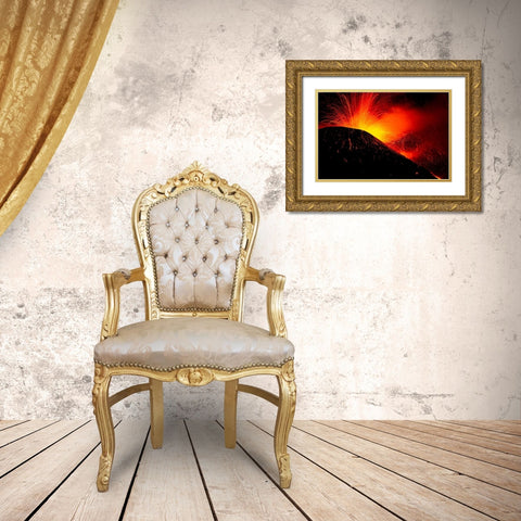 Eruption By Night Gold Ornate Wood Framed Art Print with Double Matting by Genovese, Simone