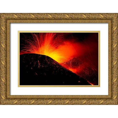 Eruption By Night Gold Ornate Wood Framed Art Print with Double Matting by Genovese, Simone