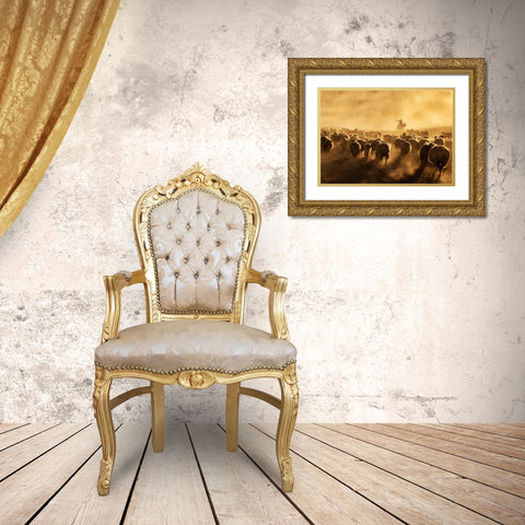 Light Power Gold Ornate Wood Framed Art Print with Double Matting by Tunc, Feyzullah