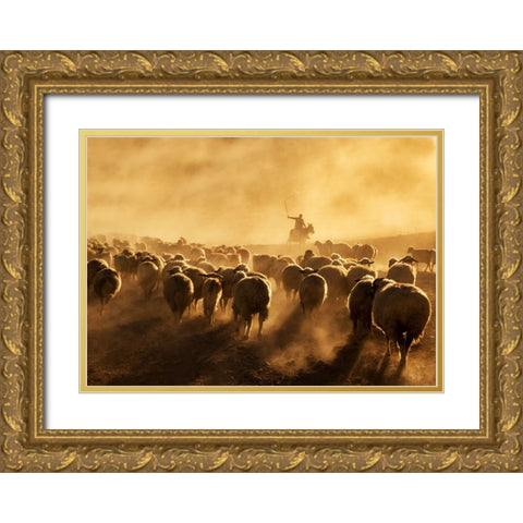 Light Power Gold Ornate Wood Framed Art Print with Double Matting by Tunc, Feyzullah