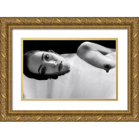 Calm Gold Ornate Wood Framed Art Print with Double Matting by Chai Telan, Thanakorn