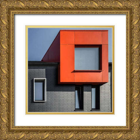 Orange Hideout Gold Ornate Wood Framed Art Print with Double Matting by Vangindertael, Luc