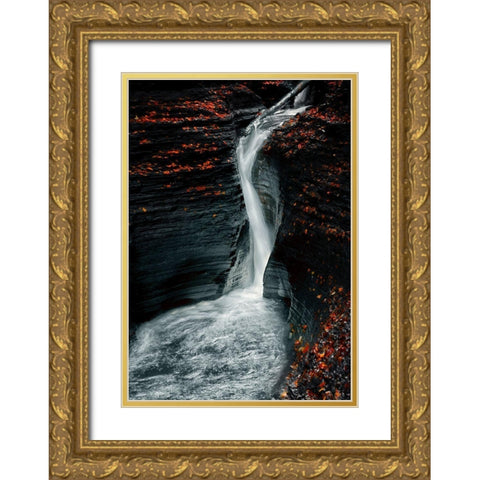 Autume Gold Ornate Wood Framed Art Print with Double Matting by Deng, Larry