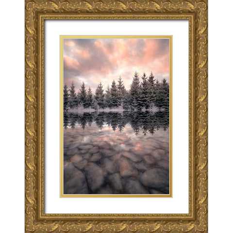 Melting Gold Ornate Wood Framed Art Print with Double Matting by Lindsten, Christian