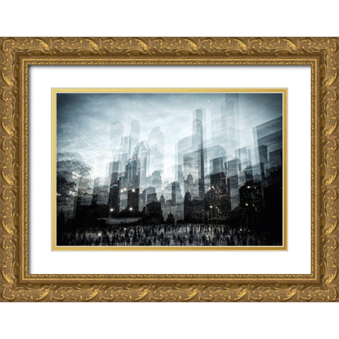 Untitled Gold Ornate Wood Framed Art Print with Double Matting by Lacz, Krisztina