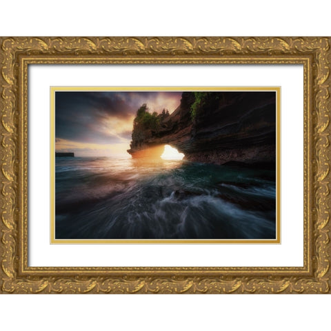 Pura Batu Bolong 2. Gold Ornate Wood Framed Art Print with Double Matting by Pablo de, Juan