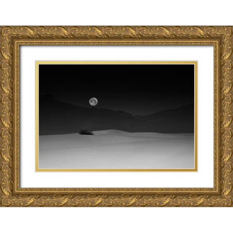 Full Moon Over White Sands Gold Ornate Wood Framed Art Print with Double Matting by Jacobs, Lydia
