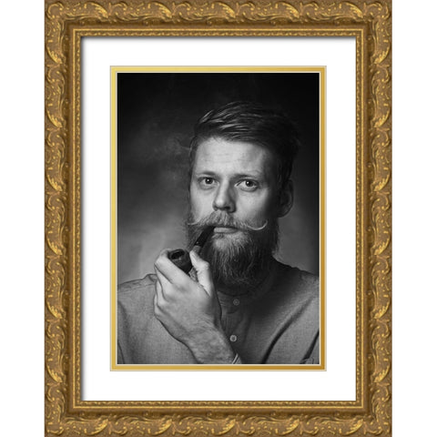 Untitled Gold Ornate Wood Framed Art Print with Double Matting by Stene, Grethe