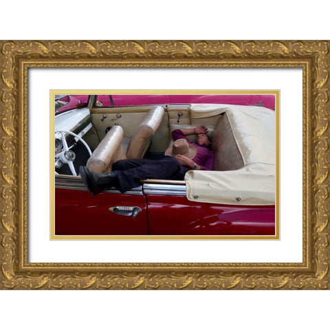 Cuba Impression No.4 Gold Ornate Wood Framed Art Print with Double Matting by Wu, Yawen