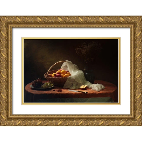 The Autumn Still Life Gold Ornate Wood Framed Art Print with Double Matting by Ustinagreen