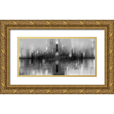 Chicago Skyline Gold Ornate Wood Framed Art Print with Double Matting by Chiriaco, Carmine
