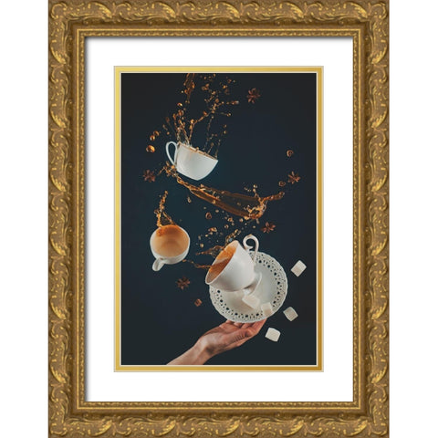 Coffee Mess Gold Ornate Wood Framed Art Print with Double Matting by Belenko, Dina