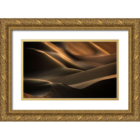Clamorous Desert Gold Ornate Wood Framed Art Print with Double Matting by Mehrafshar Efiap, Babak