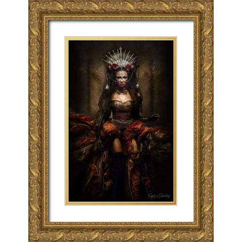 Lady Of The Night Gold Ornate Wood Framed Art Print with Double Matting by Siegart