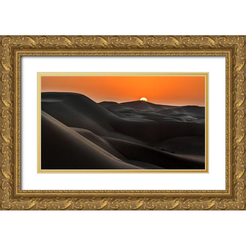 Sunrise Behind The Mountains Gold Ornate Wood Framed Art Print with Double Matting by Mehrafshar Efiap, Babak