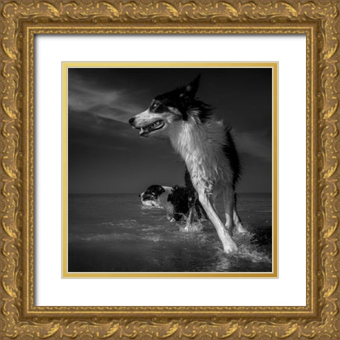 Taking A Turn At The Sea Gold Ornate Wood Framed Art Print with Double Matting by Ruudpeters