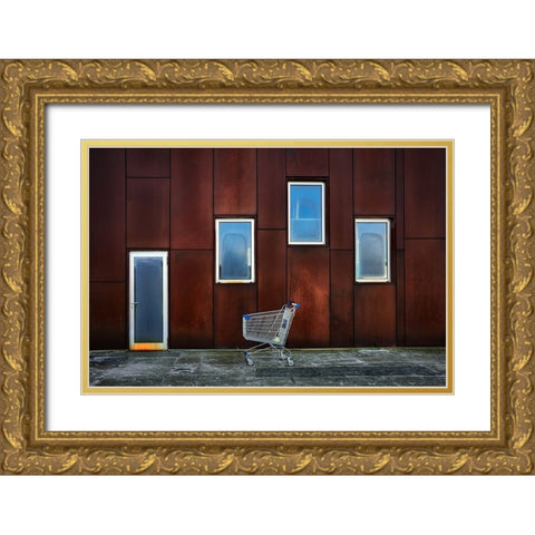 Shopping Center Gold Ornate Wood Framed Art Print with Double Matting by Rondi, Fiorenzo