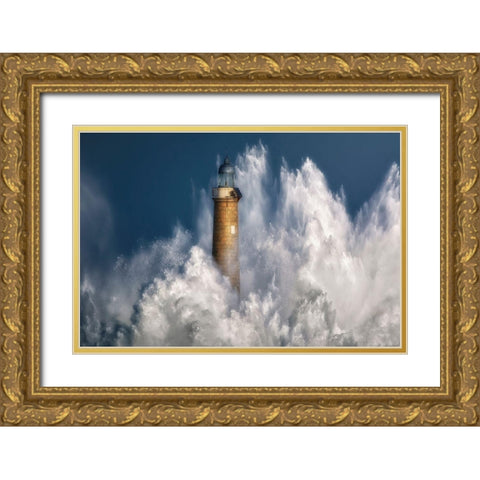 The Power Of The Sea. Gold Ornate Wood Framed Art Print with Double Matting by Saavedra Ruiz, Sergio