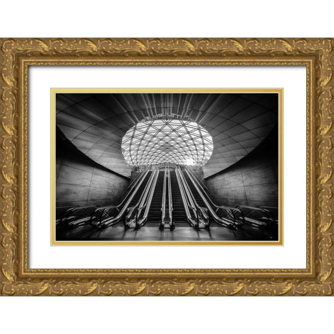 Triangeln Gold Ornate Wood Framed Art Print with Double Matting by Buder, Stefan