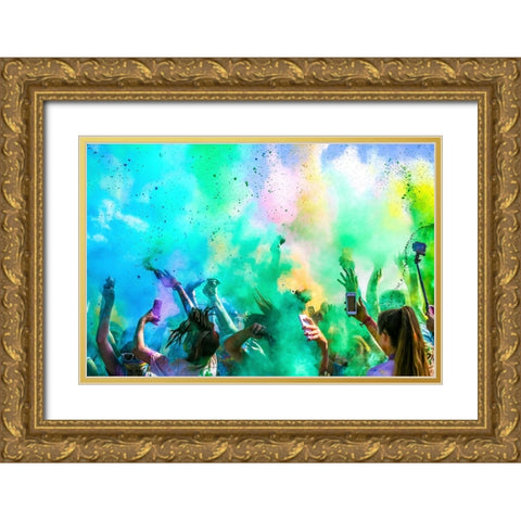 Color Run Gold Ornate Wood Framed Art Print with Double Matting by Kim, Eunice