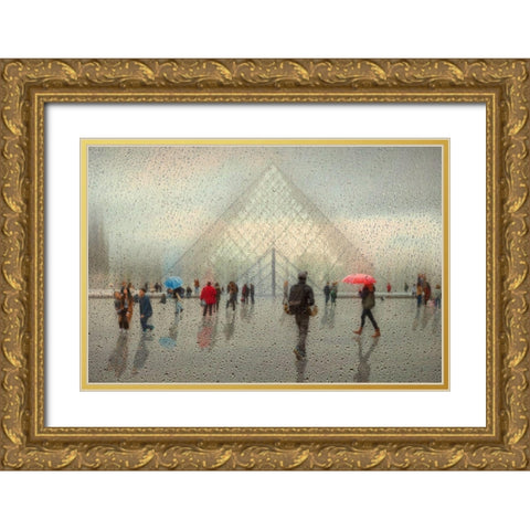 Rain In Paris Gold Ornate Wood Framed Art Print with Double Matting by Schleicher-Schwarz, Roswitha