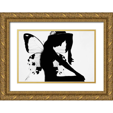 Butterfly Woman Gold Ornate Wood Framed Art Print with Double Matting by Blom, Therese