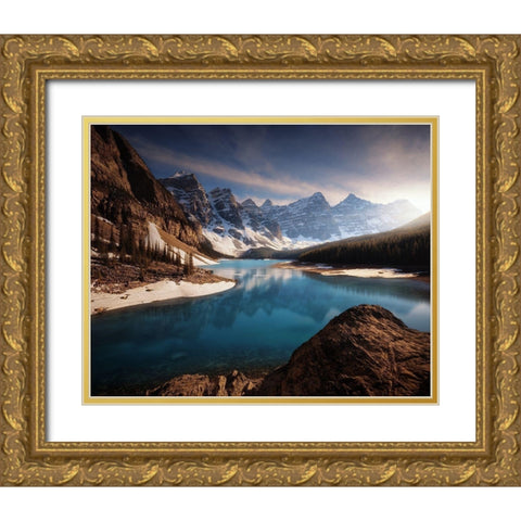 Moraine Me. Gold Ornate Wood Framed Art Print with Double Matting by Pablo De, Juan