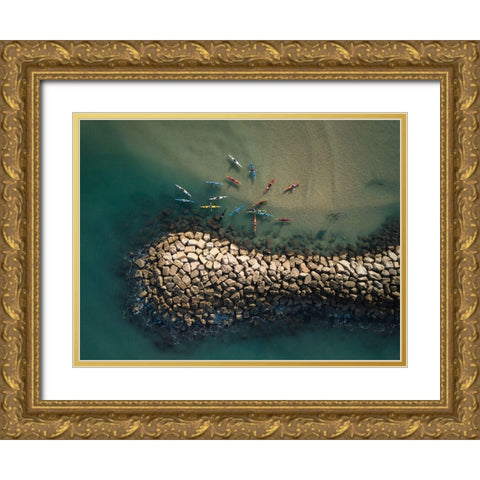 Gathering Gold Ornate Wood Framed Art Print with Double Matting by Meirovich, Ido