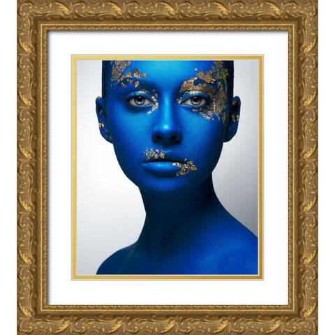 Blue Gold Gold Ornate Wood Framed Art Print with Double Matting by Malikov, Alex