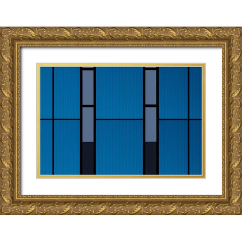 Blues And Black........... Gold Ornate Wood Framed Art Print with Double Matting by Niezen, Jan